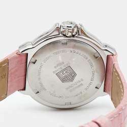 Tag Heuer White Stainless Steel Leather Formula 1 WAC1215-0 Women's Wristwatch 37 mm