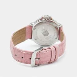 Tag Heuer White Stainless Steel Leather Formula 1 WAC1215-0 Women's Wristwatch 37 mm
