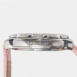 Tag Heuer White Stainless Steel Leather Formula 1 WAC1215-0 Women's Wristwatch 37 mm