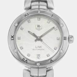 Tag Heuer White Steel Diamonds Link  WAT2312.BA0956 Automatic Women's Wristwatch 34mm