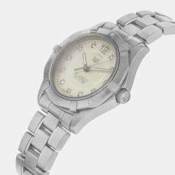 Tag Heuer White MOP Stainless Steel Aquaracer WAF1312.BA0817 Quartz Women's Wristwatch 32 mm