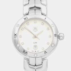 Tag Heuer Silver Diamond Stainless Steel Link WAT1413.BA0954 Quartz Women's Wristwatch 29 mm