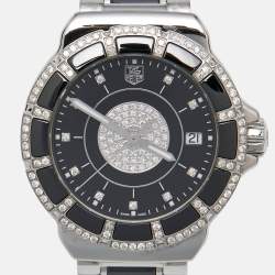 Tag Heuer Black Ceramic Stainless Steel Diamond Formula 1 'Celebrity Club Nicole Rodriguez' WAH1219.BA0859 Women's Wristwatch 37 mm