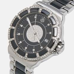 Tag Heuer Black Ceramic Stainless Steel Diamond Formula 1 'Celebrity Club Nicole Rodriguez' WAH1219.BA0859 Women's Wristwatch 37 mm