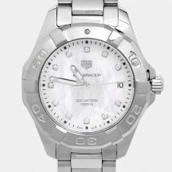 Pre Owned ساعة يد نسائية تاغ هوير أكواريسر WBD131B.BA0748 ستانلس ستيل لؤلؤة الأم الماسية 35 مم