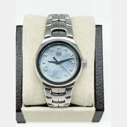 Pre Owned Tag Heuer Link WBC1313.BA0600 Quartz Blue MOP Diamond Stainless Steel Women's Wristwatch 32 mm