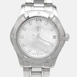 Pre Owned TAG Heuer Aquaracer WAF1312.BA0817 Mother Of Pearl Diamond Stainless Steel Women's Wristwatch 32 mm