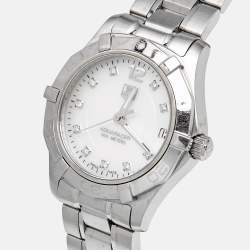 Pre Owned TAG Heuer Aquaracer WAF1312.BA0817 Mother Of Pearl Diamond Stainless Steel Women's Wristwatch 32 mm