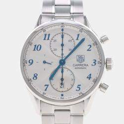 Pre Owned Tag Heuer Carrera Heritage Chronograph CAS2111 Automatic Silver Stainless Steel Men's Wristwatch 41mm