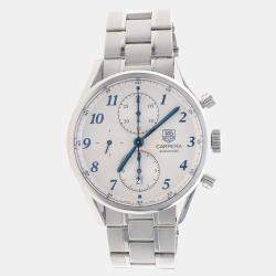Pre Owned Tag Heuer Carrera Heritage Chronograph CAS2111 Automatic Silver Stainless Steel Men's Wristwatch 41mm