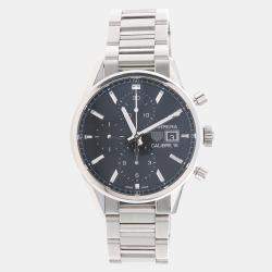 Pre Owned Tag Heuer Carrera Chronograph CBK2110 Automatic Black Stainless Steel Men's Wristwatch 41mm
