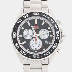 Pre Owned Tag Heuer Formula 1 Chronograph CAZ101E Quartz Black Stainless Steel Men's Wristwatch 43mm