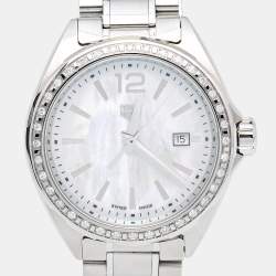 Pre Owned Tag Heuer Mother Of Pearl Stainless Steel Diamond Formula 1 WBJ141A.BA0664 Women's Wristwatch 32 mm
