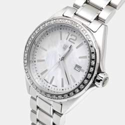 Pre Owned Tag Heuer Mother Of Pearl Stainless Steel Diamond Formula 1 WBJ141A.BA0664 Women's Wristwatch 32 mm