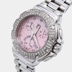Pre Owned Tag Heuer Pink Mother Of Pearl Diamond Stainless Steel Formula 1 CAC1311.BA0852 Women's Wristwatch 37 mm