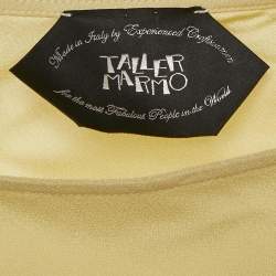 Taller Marmo Pastel Yellow Crepe Feather Trimmed Asymmetric Maxi Dress S