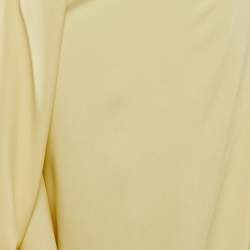 Taller Marmo Pastel Yellow Crepe Feather Trimmed Asymmetric Maxi Dress S