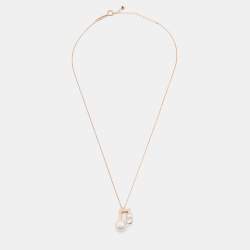 Pre Owned Tasaki Cultured Pearl Diamond 18k Rose Gold Necklace