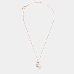 Pre Owned Tasaki Cultured Pearl Diamond 18k Rose Gold Necklace