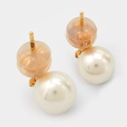 Tasaki Diamonds Cultured Pearl 18k Yellow Gold Earrings