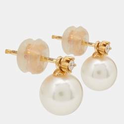 Tasaki Diamonds Cultured Pearl 18k Yellow Gold Earrings
