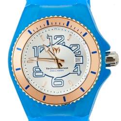 TechnoMarine Silver Rose Gold Plated Stainless Steel Rubber Cruise JellyFish TM-115135 Women's Wristwatch 34 mm