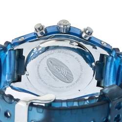 Pre Owned TechnoMarine Blue Stainless Steel & Rubber Diamonds YS12 Women's Wristwatch 42 mm