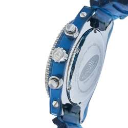Pre Owned TechnoMarine Blue Stainless Steel & Rubber Diamonds YS12 Women's Wristwatch 42 mm