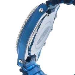 Pre Owned TechnoMarine Blue Stainless Steel & Rubber Diamonds YS12 Women's Wristwatch 42 mm