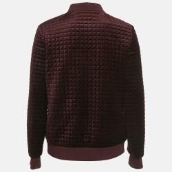 Pre Owned Ted Baker Burgundy Velvet Quilted Prindil Bomber Jacket M
