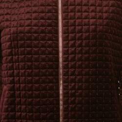 Pre Owned Ted Baker Burgundy Velvet Quilted Prindil Bomber Jacket M