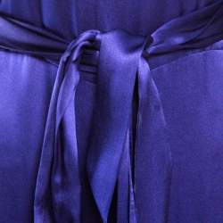 Pre Owned Temperley London Purple Satin Cutout Detail Belted Stockdale Jumpsuit M