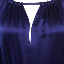 Pre Owned Temperley London Purple Satin Cutout Detail Belted Stockdale Jumpsuit M