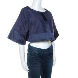 Pre Owned Temperley Blue Cotton And Satin Trim Palais Bolero L