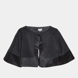 Temperly London Black Cotton-Blend Palais Cropped Jacket L
