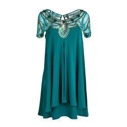 Pre Owned Temperley London Green Layered Silk Embellished Yoke Detail Dress M