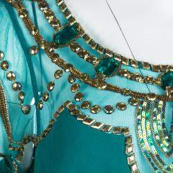 Pre Owned Temperley London Green Layered Silk Embellished Yoke Detail Dress M