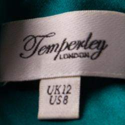 Pre Owned Temperley London Green Layered Silk Embellished Yoke Detail Dress M