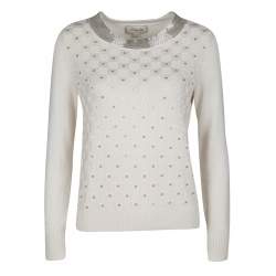 Temperley London Cream Cotton Silk Embellished Sweater S