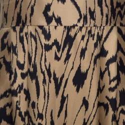 Pre Owned Temperley London Brown and Black Printed Silk Short Sleeve Dress M