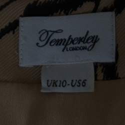Pre Owned Temperley London Brown and Black Printed Silk Short Sleeve Dress M