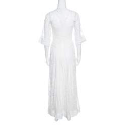 Pre Owned Temperley London Off White Tonal Embroidered Tulle Bertie Gown S