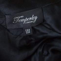 Pre Owned Temperley London Black Silk Chiffon Embellished Bodice Sleeveless Evening Gown S