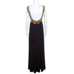 Pre Owned Temperley London Black Silk Chiffon Embellished Bodice Sleeveless Evening Gown S