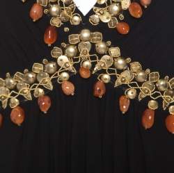 Pre Owned Temperley London Black Silk Chiffon Embellished Bodice Sleeveless Evening Gown S