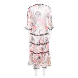Temperley London Almond Dotted Jacquard Dobby Shire Printed Tiered Midi Dress M