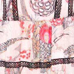 Temperley London Almond Dotted Jacquard Dobby Shire Printed Tiered Midi Dress M
