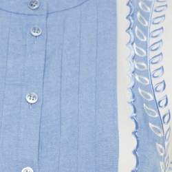 Temperley Blue and White Embroidered Scallop Detail Maxi Dress M