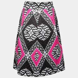 Pre Owned Temperley London Black and Pink Embossed Jacquard Mini Skirt S