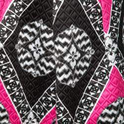 Pre Owned Temperley London Black and Pink Embossed Jacquard Mini Skirt S